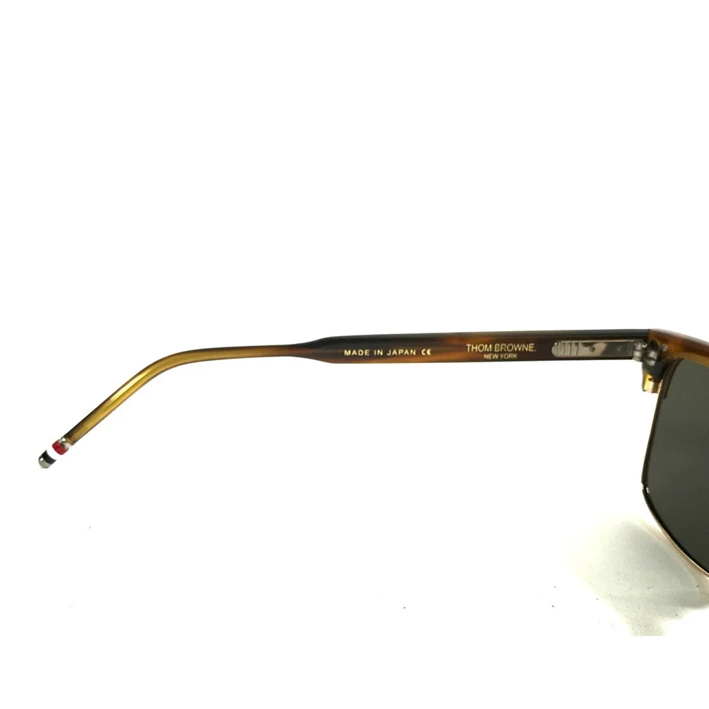 Thom Browne Sunglasses TB-709-B-T-WLT-GLD-51 Brown Walnut Gold Frames Green Lens